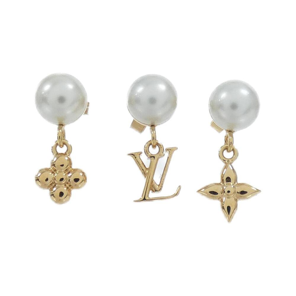 LOUIS VUITTON Gold Pearl Earrings